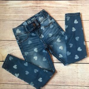 Heart Print Girls Skinny Jeans